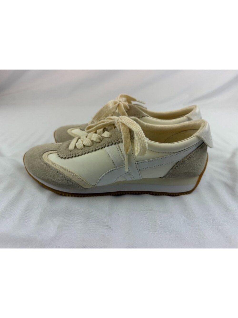$238 Tory Burch Hank White /Beige Sneakers Sz 8.5M - Picture 2 of 9